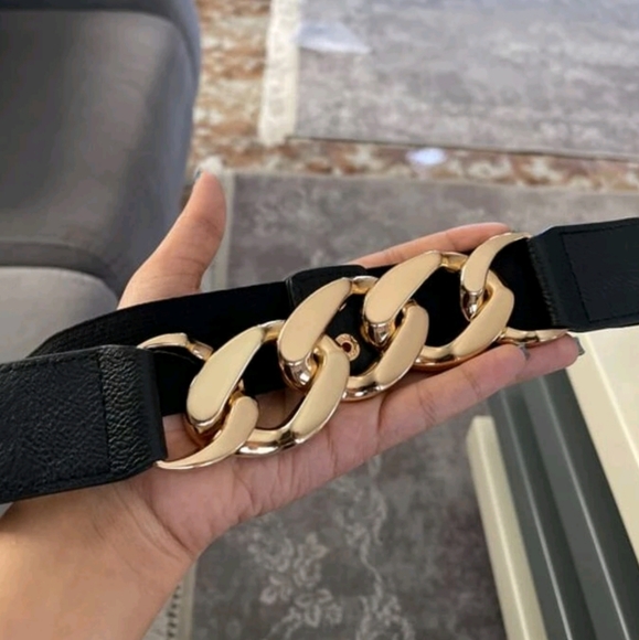 Elastic chunky black gold belt - Picture 11 of 14